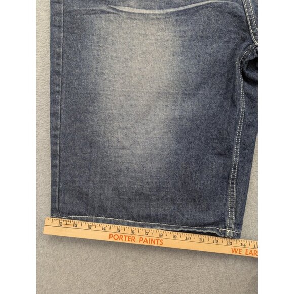 Member's Property Denim Shorts Mens 38 Blue Distressed Jean Zip Fly Casual - Picture 6 of 15
